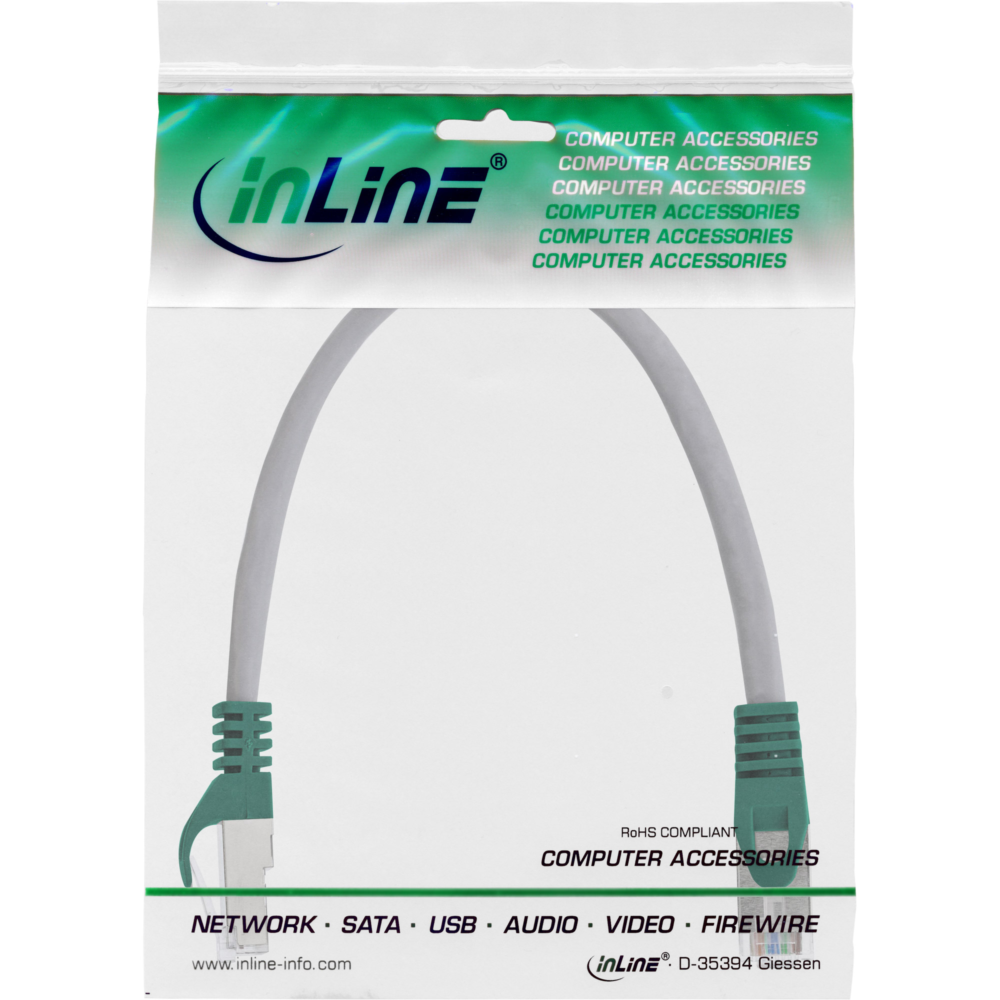 Inline® Crossover Patchkabel, SF/UTP, Cat.5e, grau, 0,3m