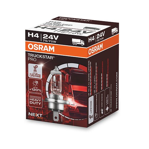 H4 24V 75/70W P43t TRUCKSTAR® PRO NEXT GEN bis +120% mehr Licht 1St OSRAM