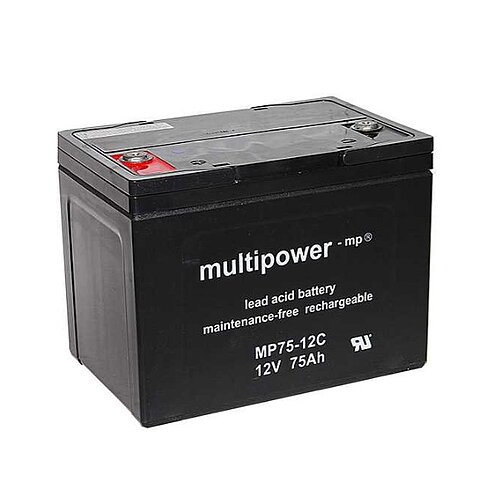 Multipower MP75-12I AGM Akku 12 V 75Ah zyklenfest - M6 Schraubanschluss