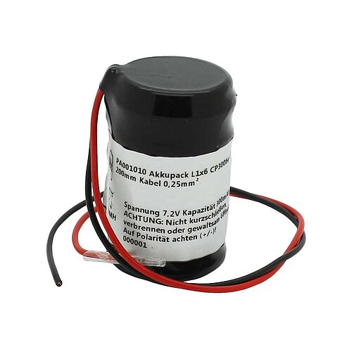 Akkupack NiMH 7,2V 300mAh L1x6 CP300H mit 200mm Kabel 0,25mm² Akkupack NiMH 7,2V 300mAh L1x6 CP300H mit 200mm Kabel 0,25mm²