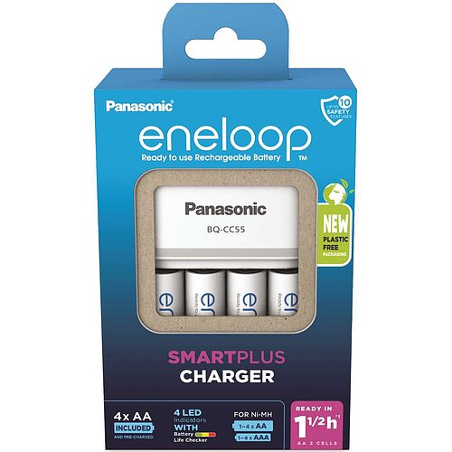 Panasonic eneloop Smart & Quick Charger BQ-CC55 inklusive 4x HR-3UTGB / BK-3MCDE