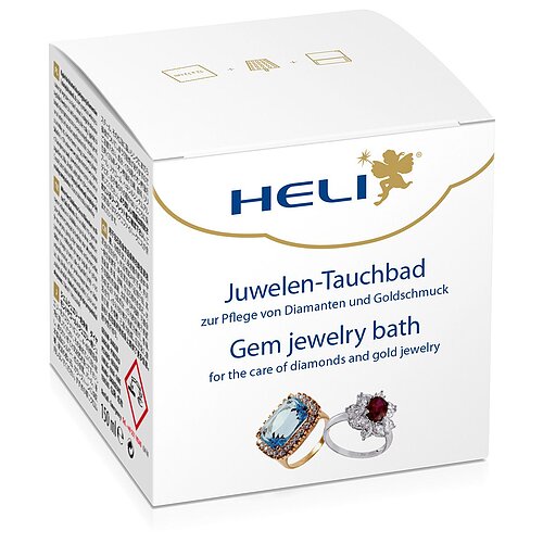 Heli - gebrauchsfertige Juwelentauchbad mit Pflegetuch für Schmuck 150ml - 12er Verpackung