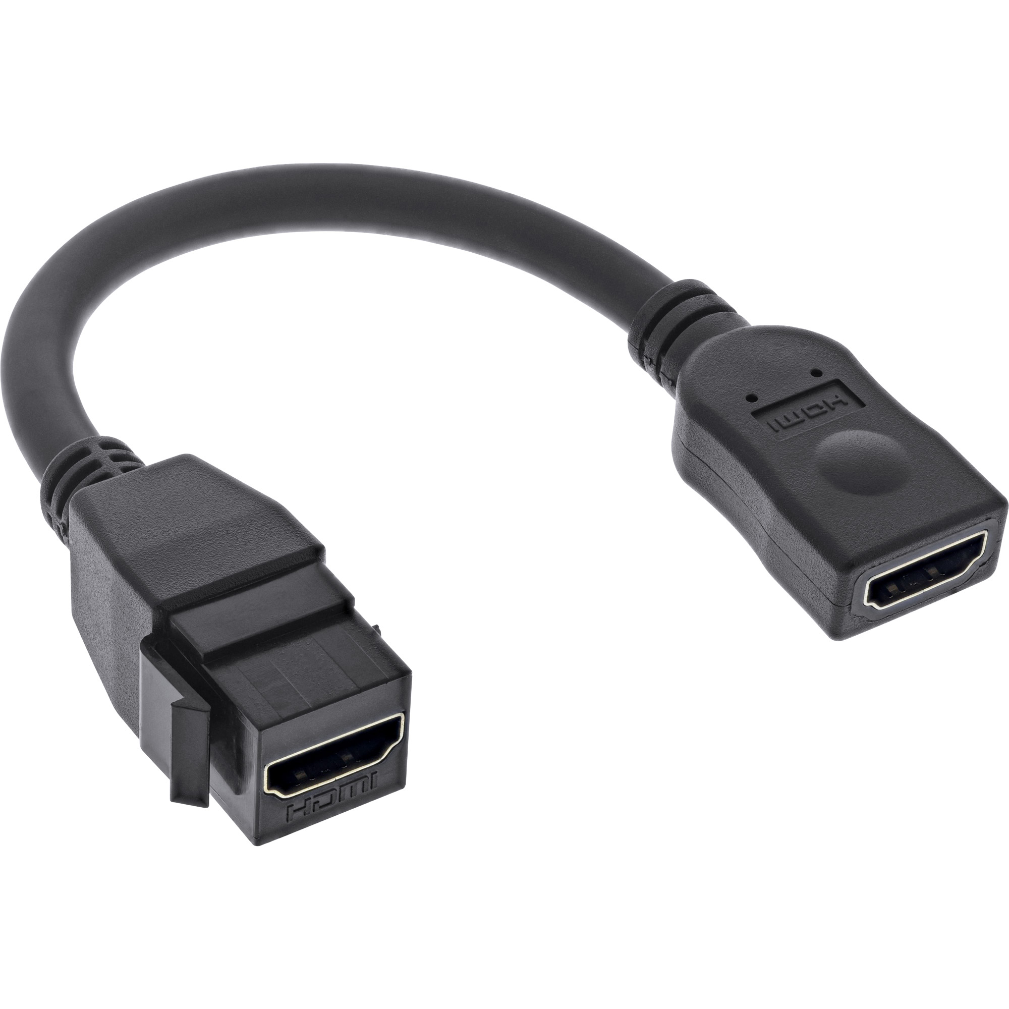 0.2m - Inline® HDMI Keystone Adapterkabel 4K/60Hz, HDMI A Buchse/Buchse, schwarz