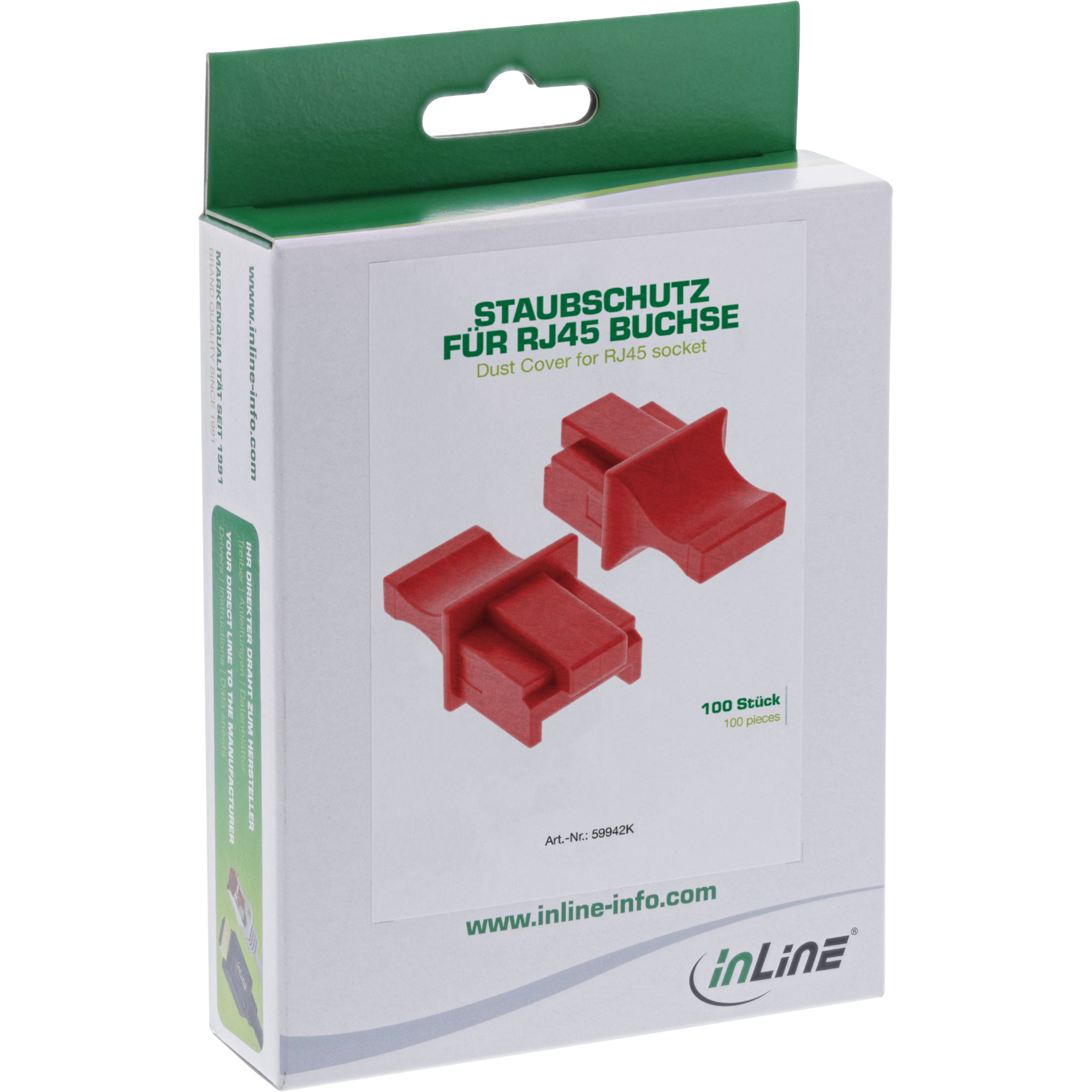 Inline® Staubschutz, für RJ45 Buchse, rot 100er Pack