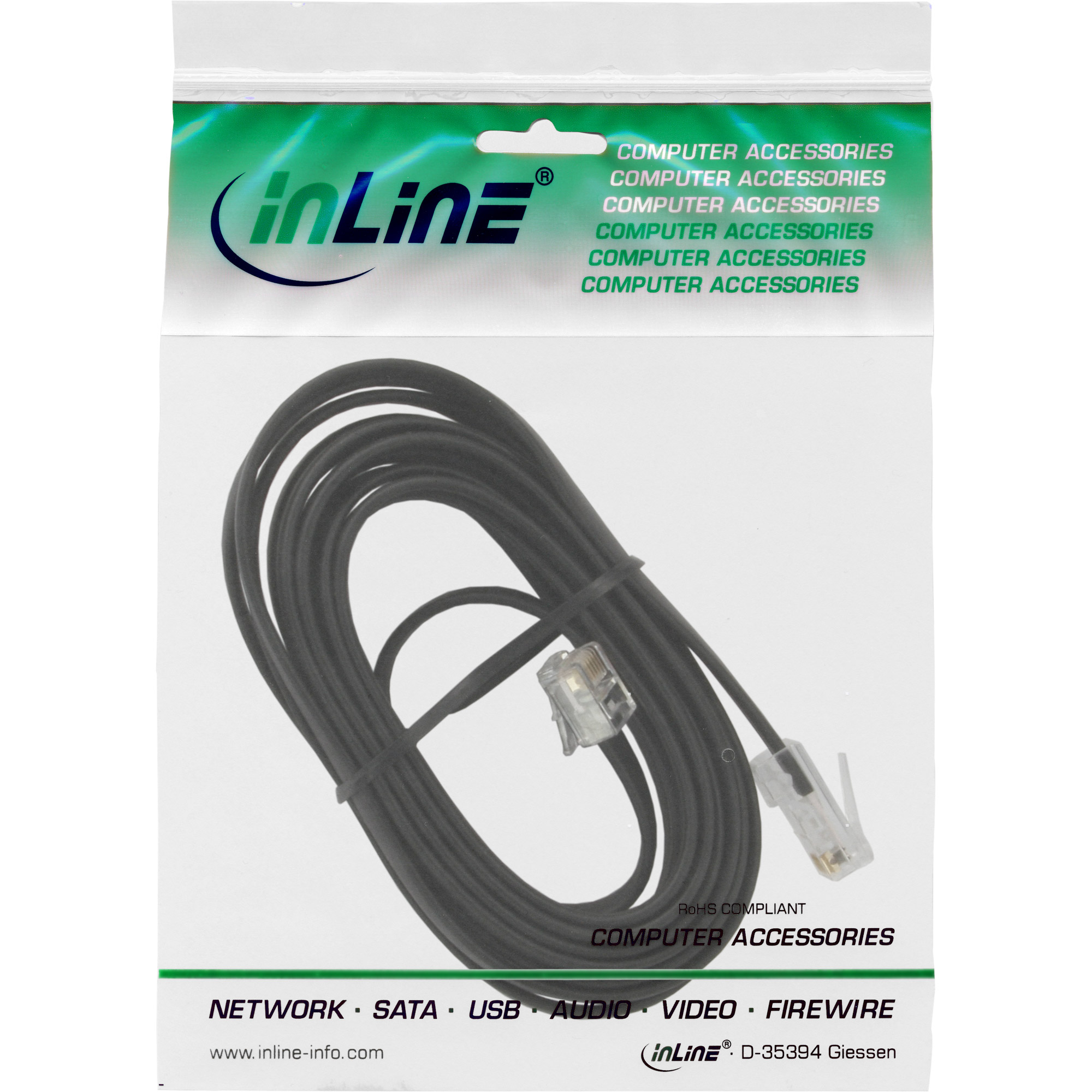 Inline® Modularkabel, RJ45 zu RJ12 Stecker / Stecker, 6-adrig, 6m