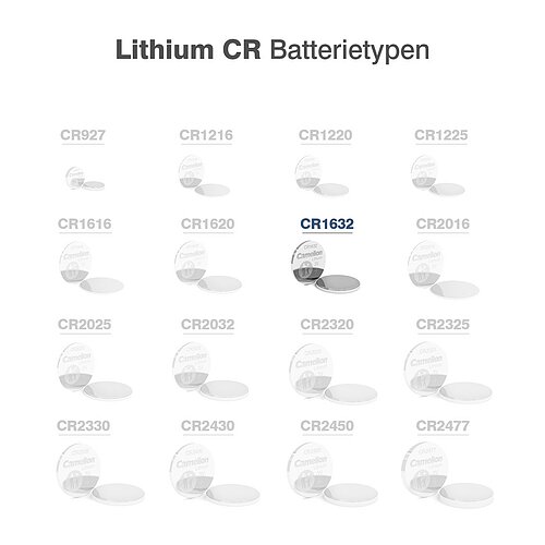 Camelion CR1632 Lithium Knopfzelle 3V - 5 Batterien - 1 x 5er Streifen