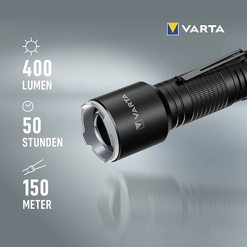 Varta Aluminium Light F30 Pro Taschenlampe 17608 - inkl. Batterien