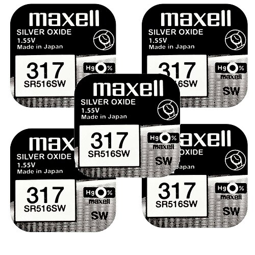 5x Maxell SR516SW SR62 317 Silberoxid Batterie 1,55 V