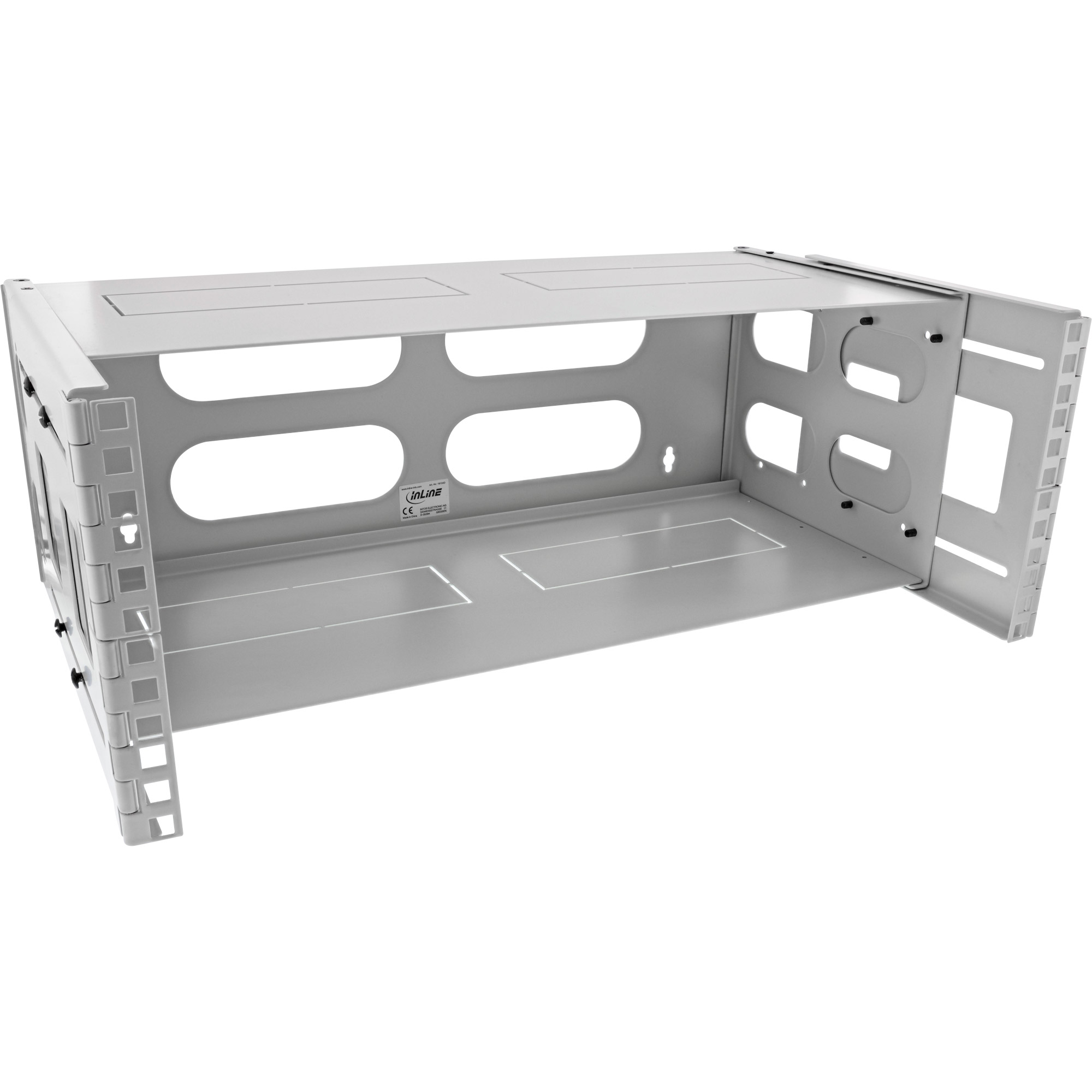 Inline® 19" Rack zur Wandmontage, 4HE, 24-40cm Tiefe, mit Abdeckung, grau