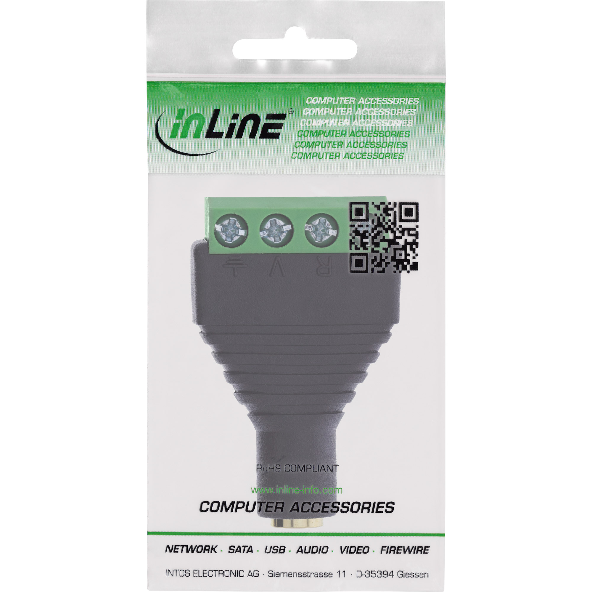 InLine® Adapter 3,5 mm Klinkebuchse 4-pol Stereo/Mikro auf Terminalblock, schwarz