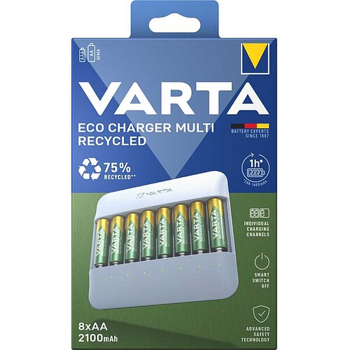 Varta 57682 101 121 Eco Charger Multi Recycled inkl. 8x AA 56816 2100mAh Varta 57682 101 121 Eco Charger Multi Recycled inkl. 8x AA 56816 2100mAh