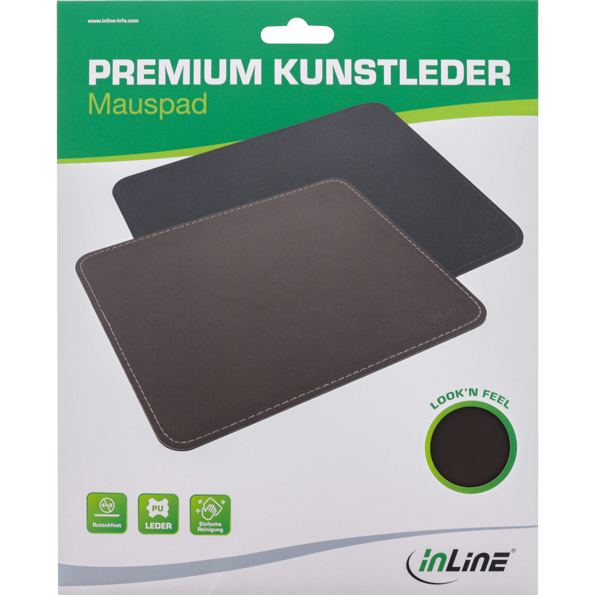 Inline® Maus-Pad Premium Kunstleder braun, 255x220x3mm