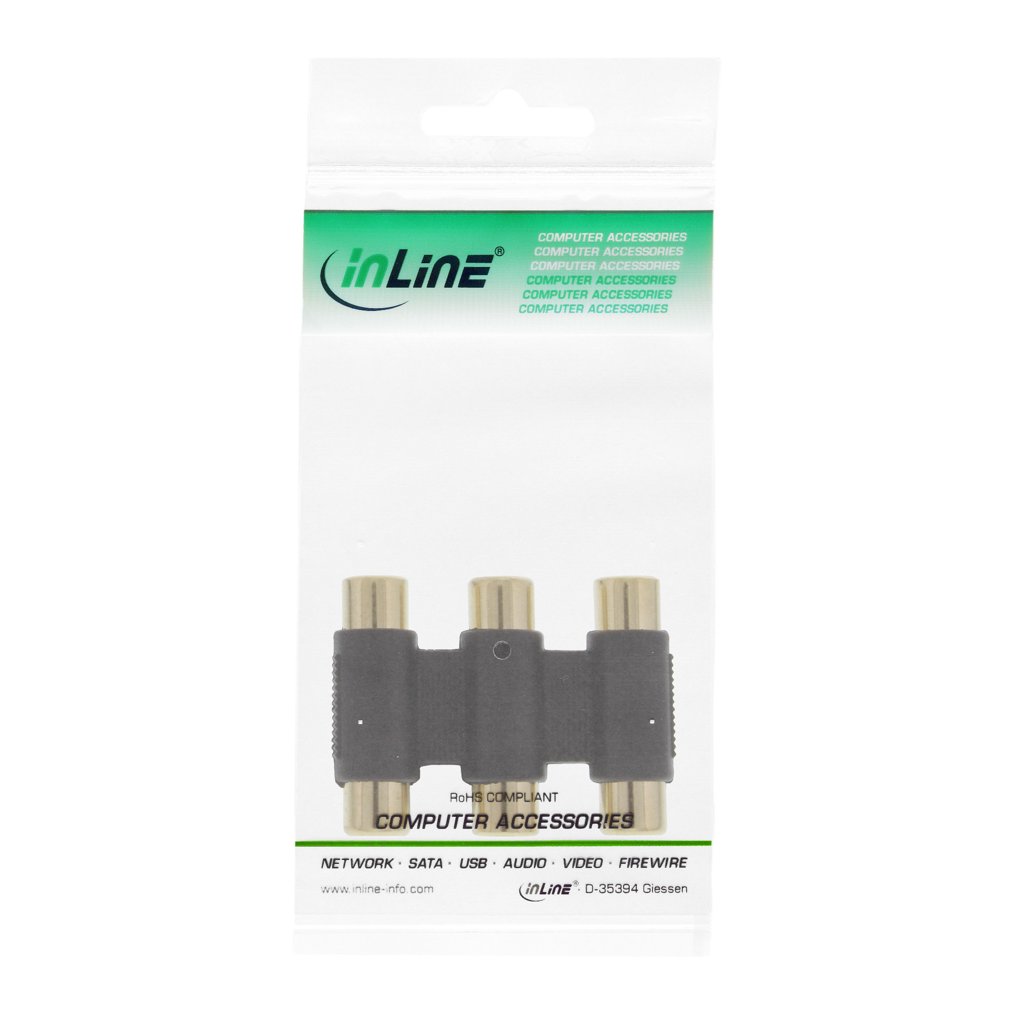 Inline® Audio/Video Adapter, 3x Cinch Buchse auf 3x Cinch Buchse, vergoldet Inline® Audio/Video Adapter, 3x Cinch Buchse auf 3x Cinch Buchse, vergoldet