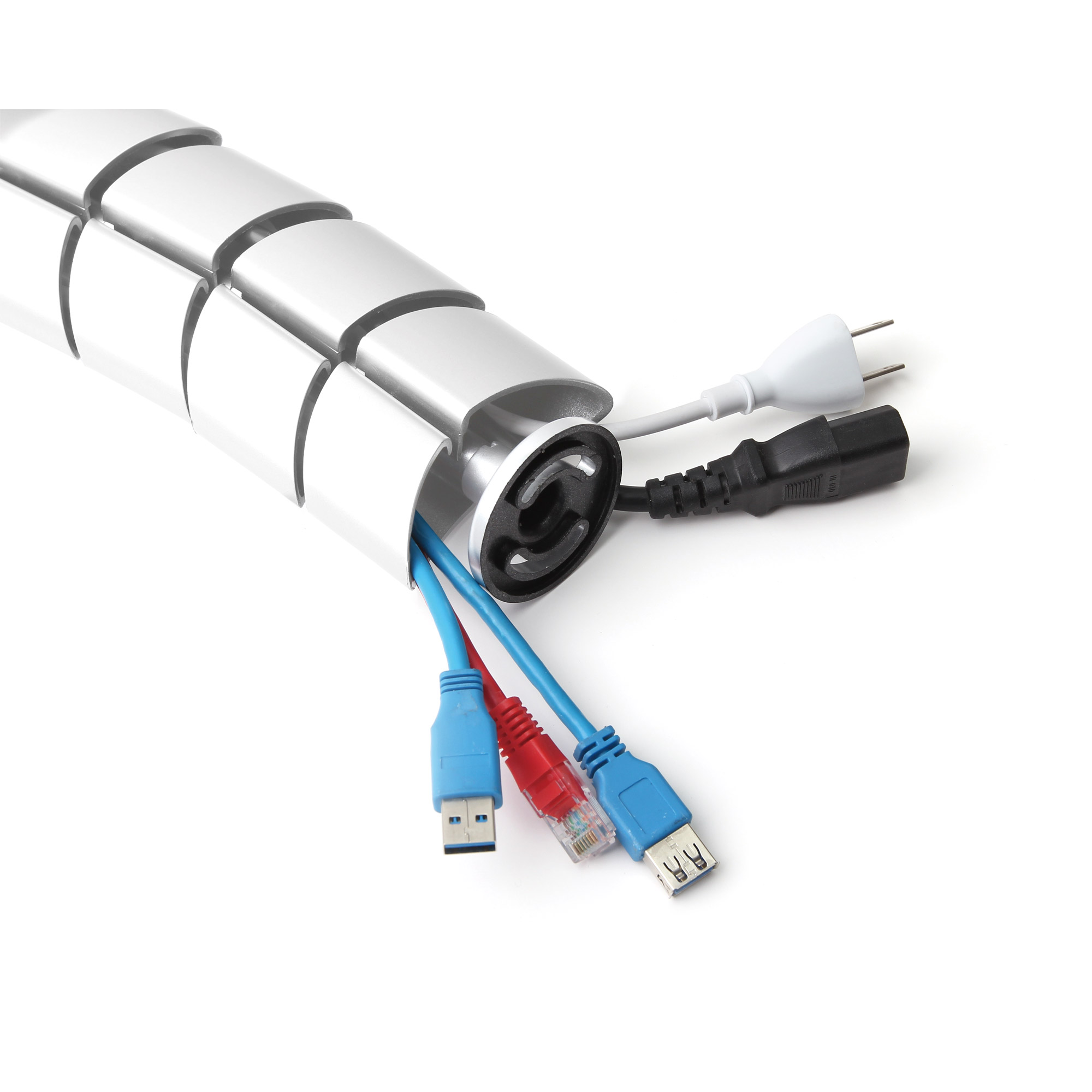 Inline® Kabelkanal flexibel, vertikal für Tische, 2 Kammern, 0,80m, weiß