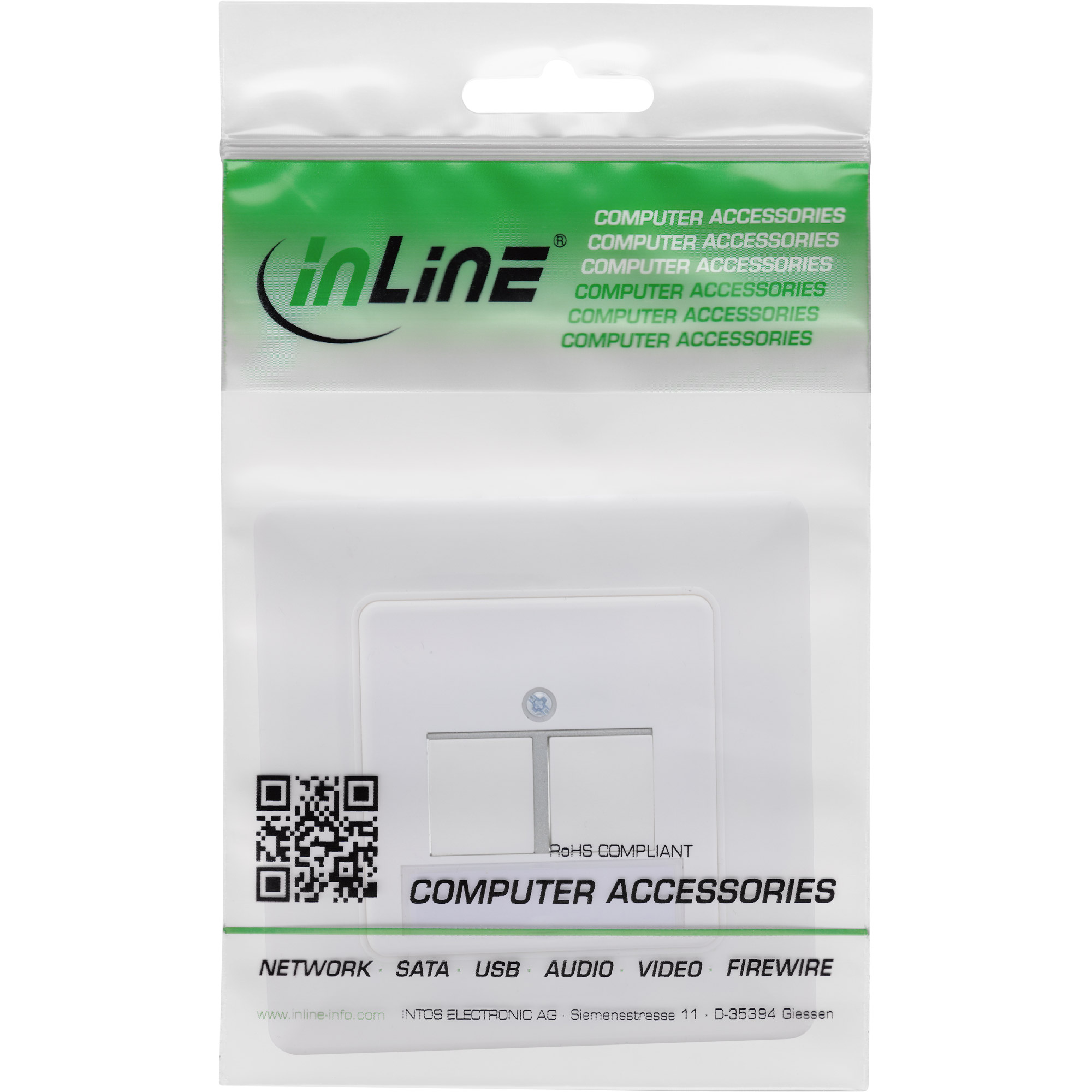 Inline® Rahmenset für 2x RJ45 Bu/LSA Einsatz 90°, Keystone SNAP-In, weiß RAL9010