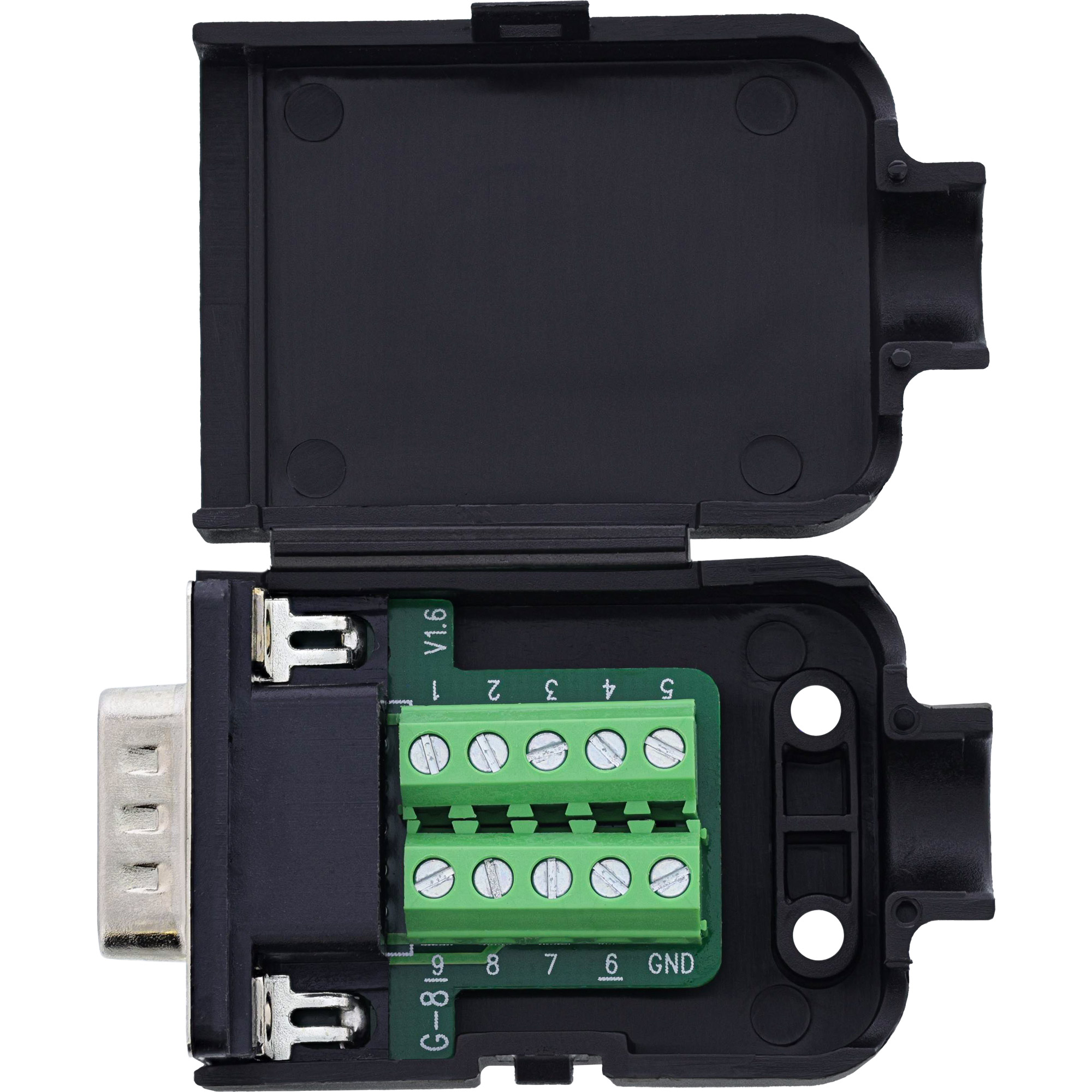 InLine® D-Sub 9 Breakout-Terminalblock, Stecker, Schraubklemme , Rändelschraube