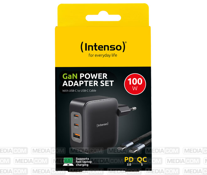 Ladeadapter, GaN, W100ACC, 100W, schwarz