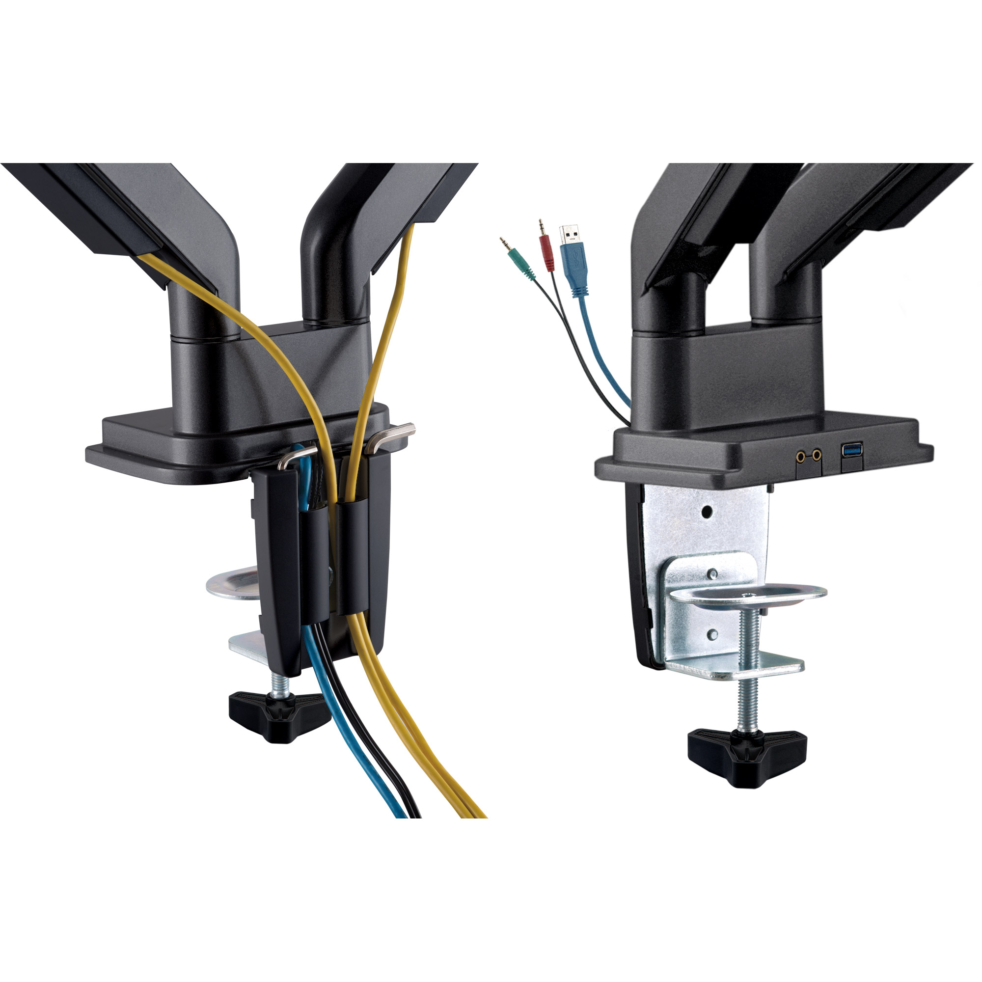 Inline® Tischhalterung mit Lifter & USB/Audio, 2 Monitore bis 81cm (32"),schwarz