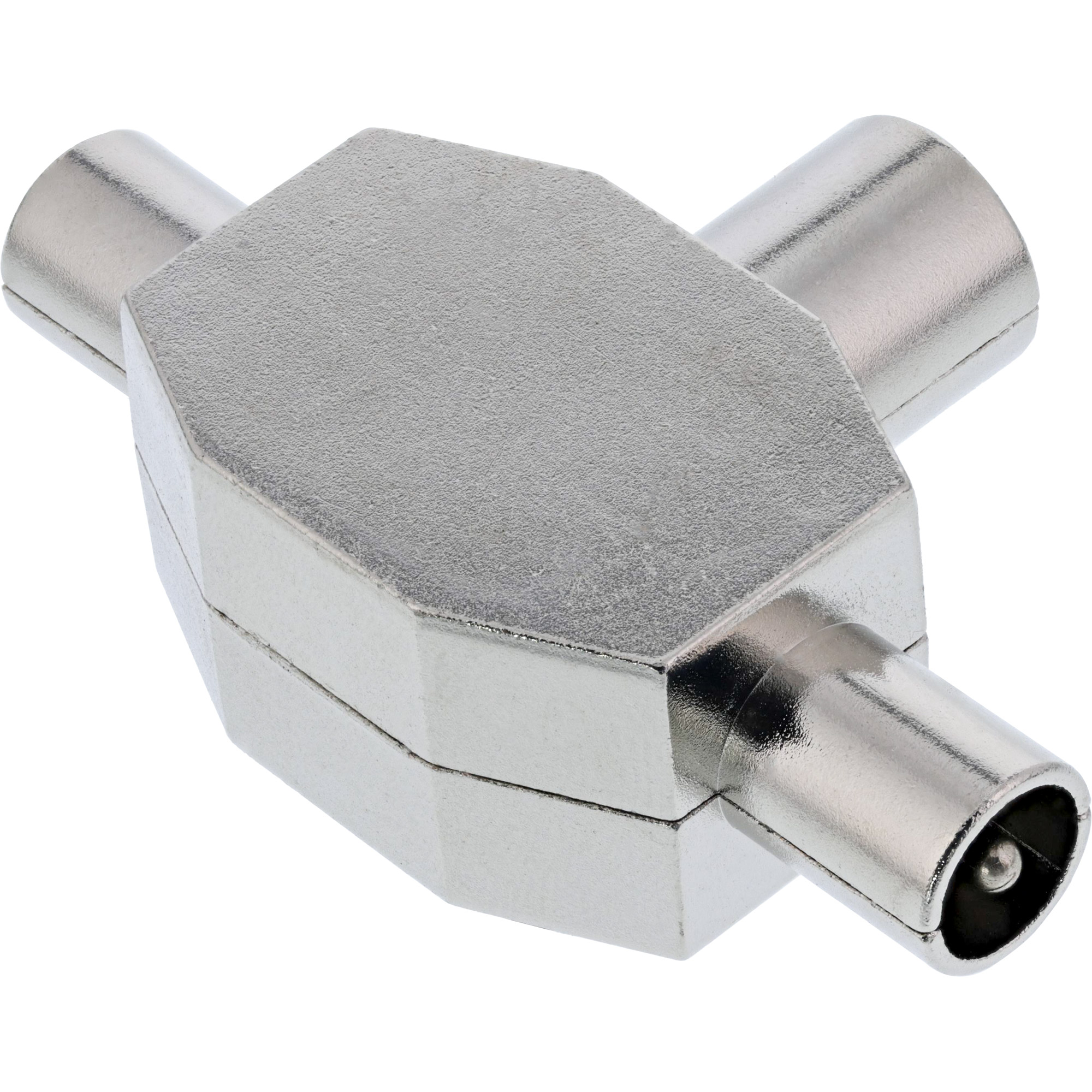Inline® Antenne T-Verteiler für TV, 1x Koax Buchse an 2x Koax Stecker