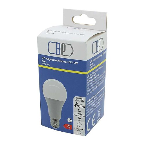 BP LED Allgebrauchslampe E27 6W warm weiß matt