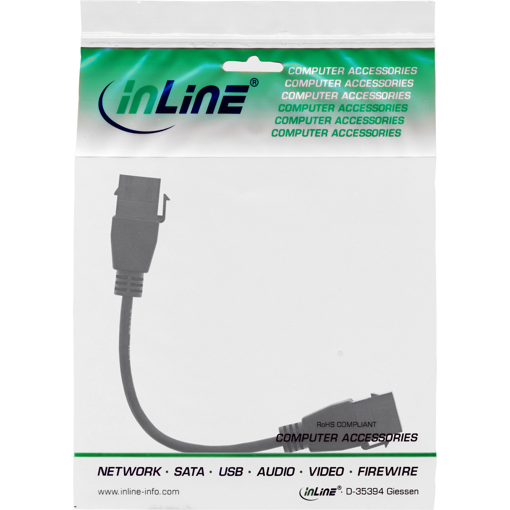 0.2m - Inline® USB 3.2 Gen1 2x Keystone Adapterkabel, 2x USB A Keystone Buchse