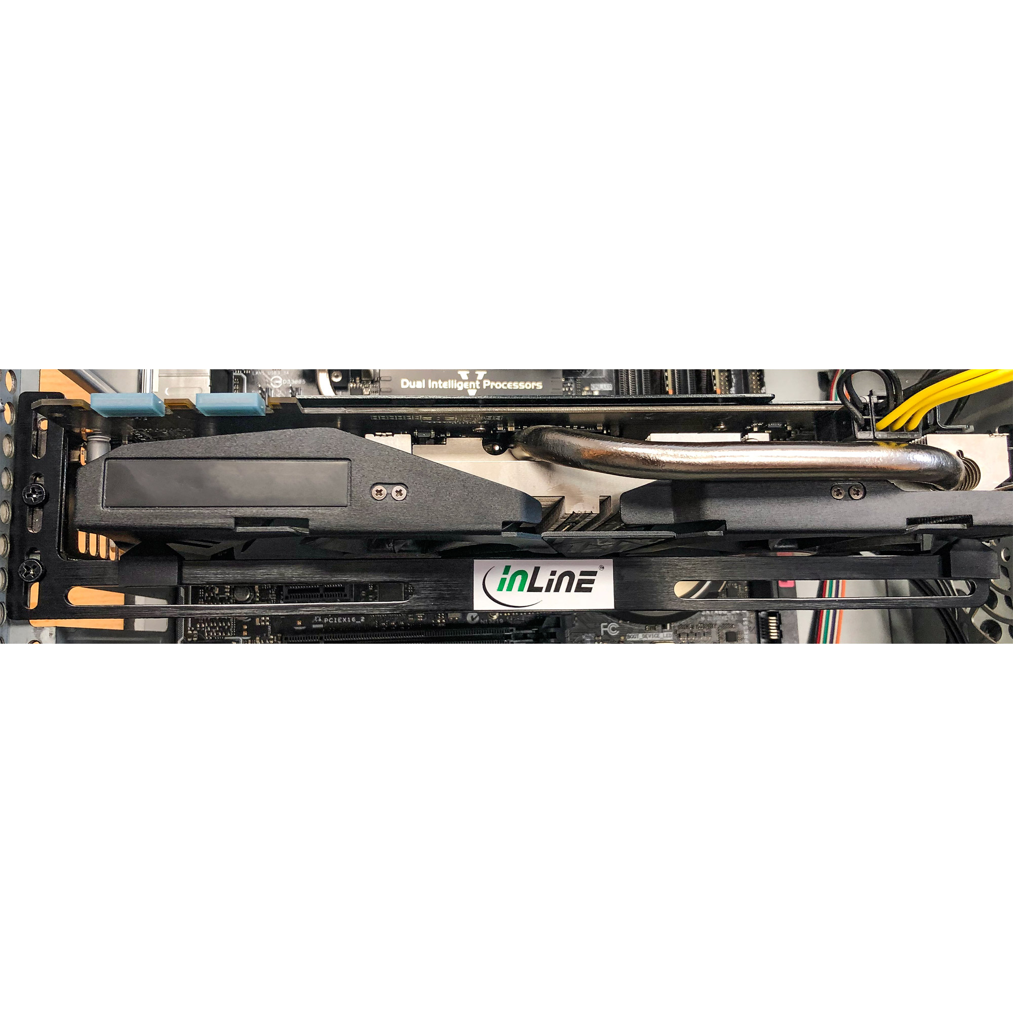 Inline® Halterung für Grafikkarte, PCI Slotblech Montage, schwarz