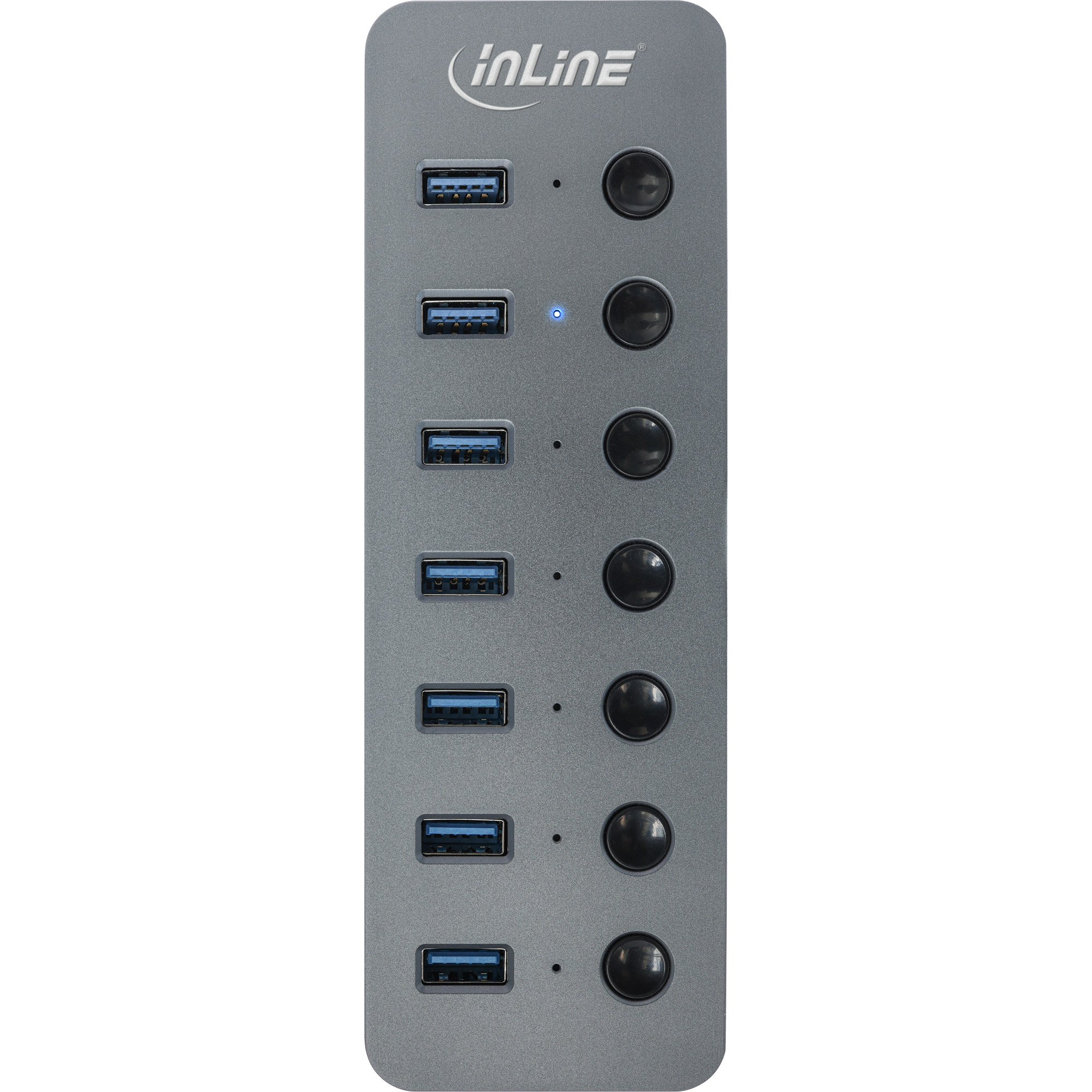 Inline® USB 3.0 Hub, 7-Port, mit Schalter, Aluminium, grau, mit Netzteil Inline® USB 3.0 Hub, 7-Port, mit Schalter, Aluminium, grau, mit Netzteil