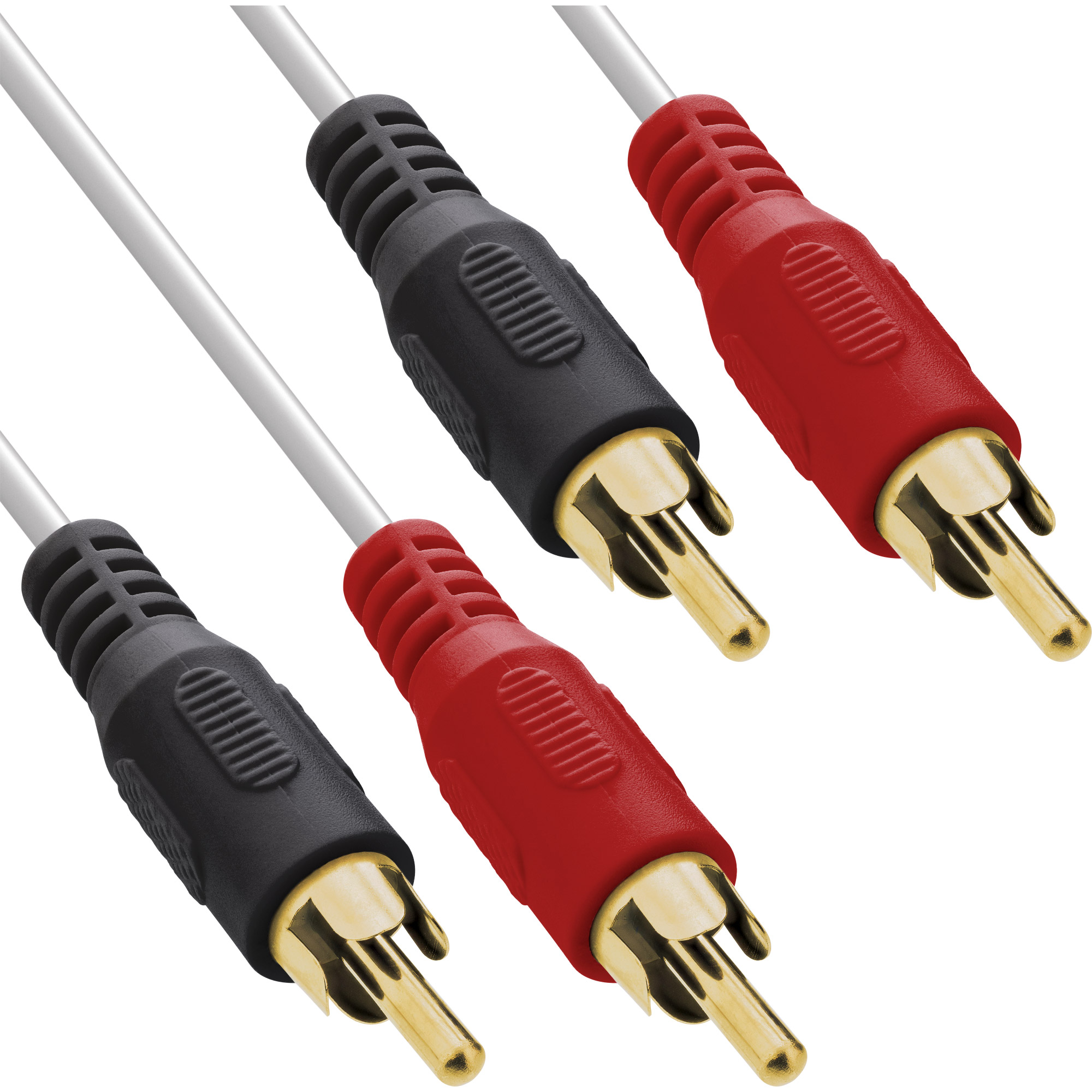 10m - Inline® Cinch Kabel, 2x Cinch, Stecker / Stecker, weiß / gold