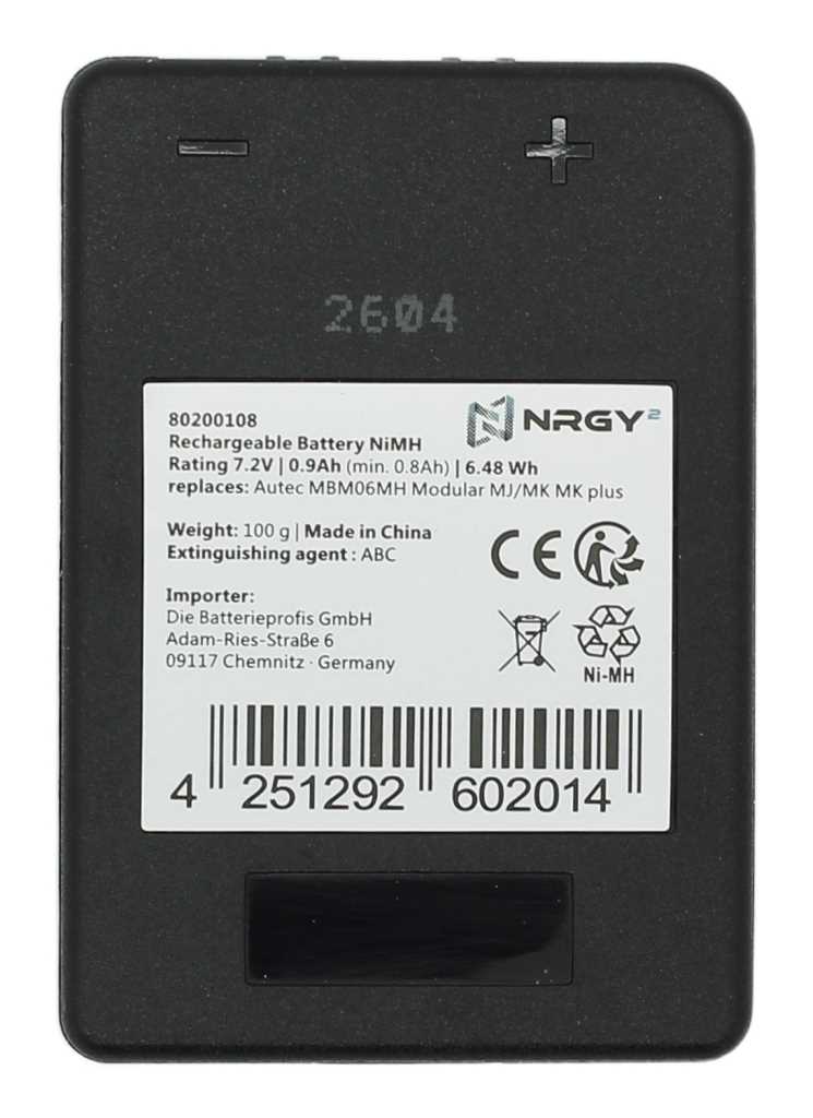 Kranakku NiMH 7,2V 900mAh ersetzt Autec MBM06MH Kranakku NiMH 7,2V 900mAh ersetzt Autec MBM06MH