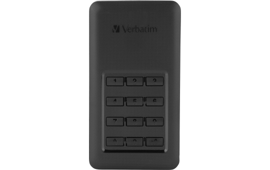 SSD 256GB Verbatim, USB 3.1, A-C, 4,57cm (1,8''), schwarz,Secure Portable, Keypad SSD 256GB Verbatim, USB 3.1, A-C, 4,57cm (1,8''), schwarz,Secure Portable, Keypad