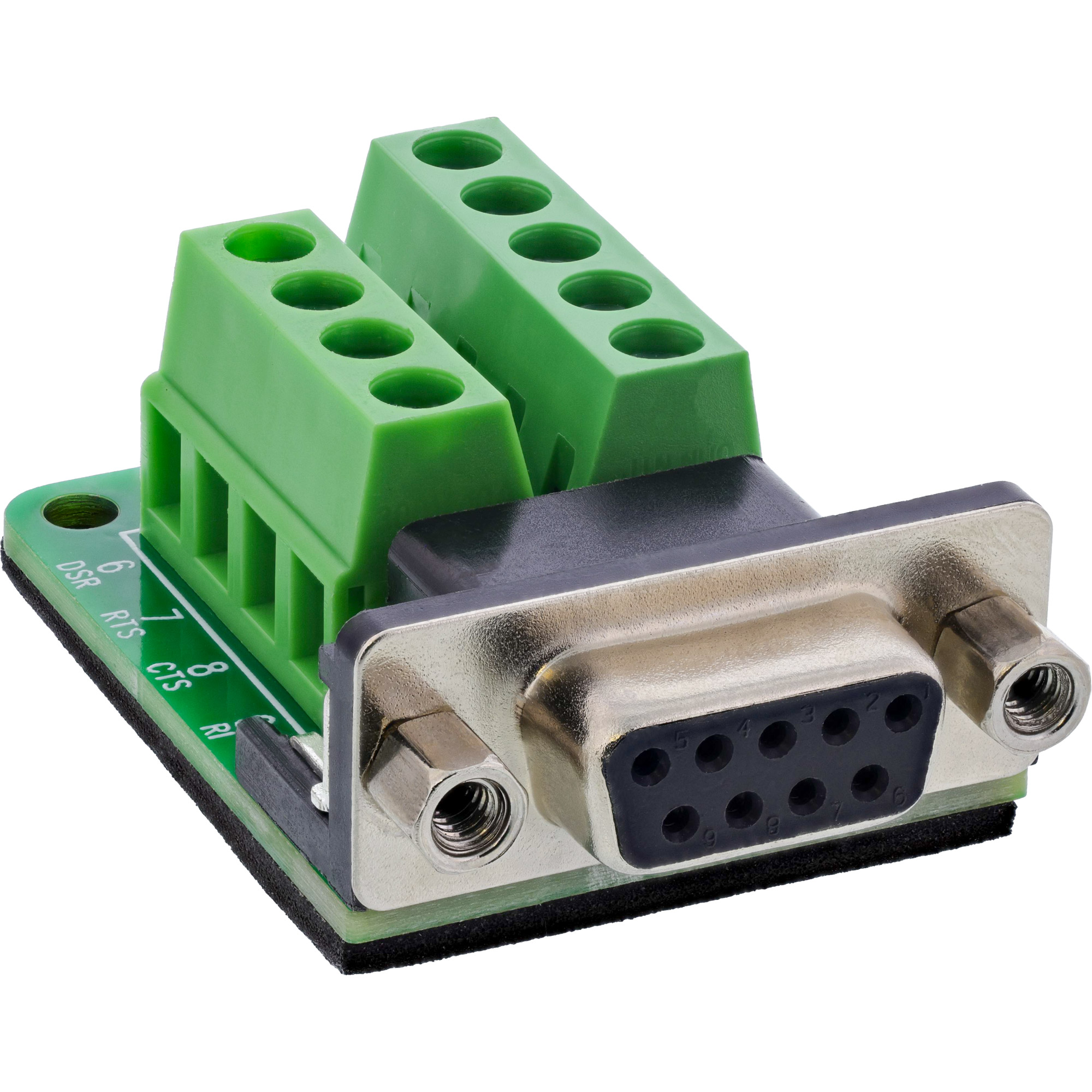 InLine® Terminalblock D-Sub 9 Buchse, 2-reihig, Schraubklemme, Schraubsicherung
