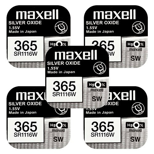 5x SR1116W 365 Silberoxid Batterie Maxell 1,55V