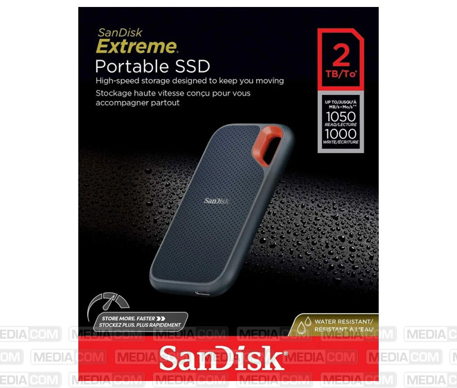 SSD 2TB, USB 3.2, Typ A-C, Extreme Portable SSD 2TB, USB 3.2, Typ A-C, Extreme Portable