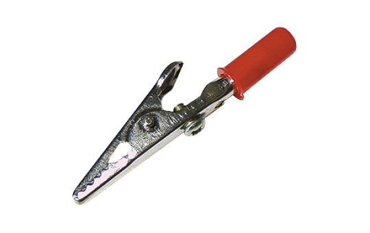 Krokodilklemme McPower, 55mm, rot, 1 Griff isoliert