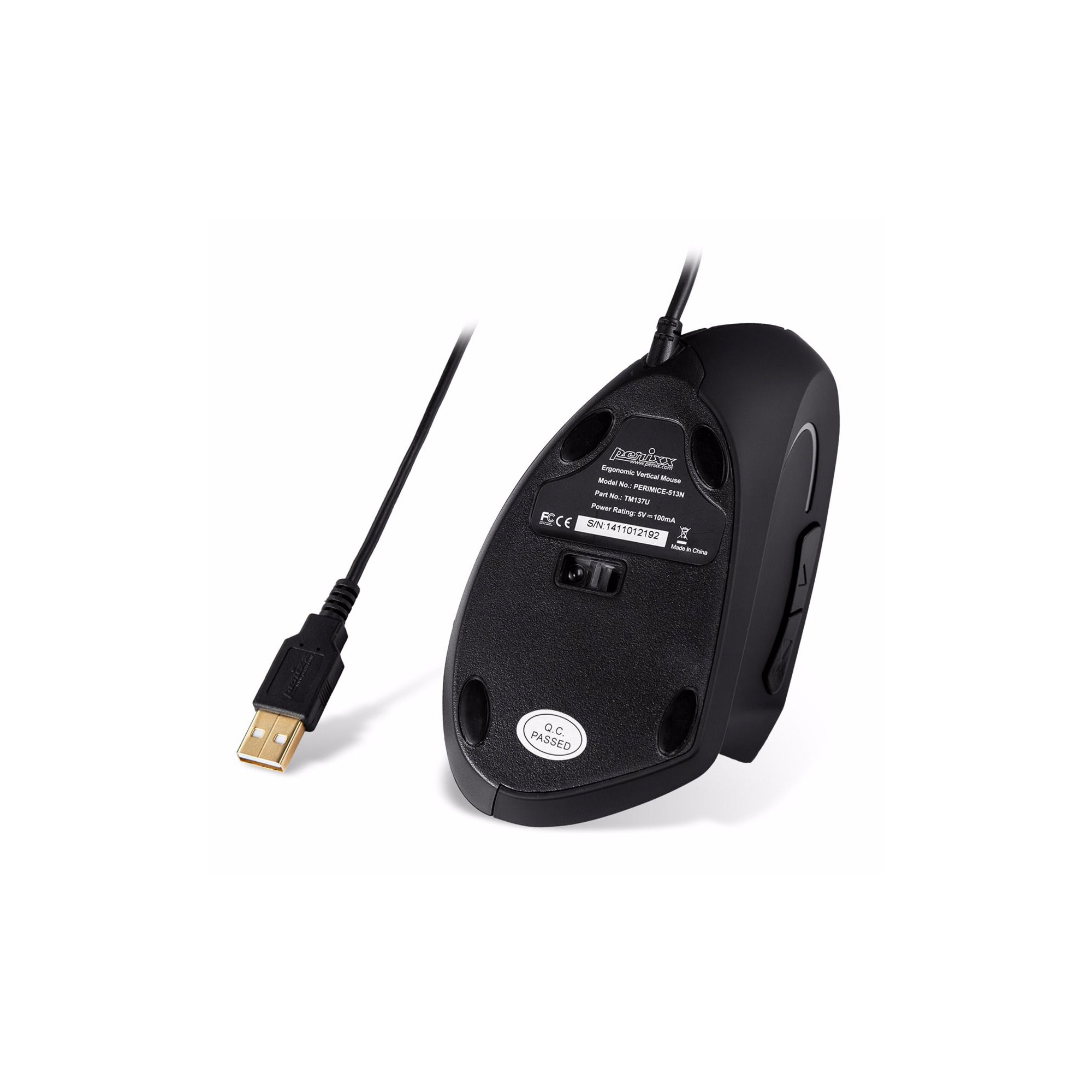 Perixx PERIMICE-513 N, ergonomische Maus, für Rechtshänder, vertikal, schwarz Perixx PERIMICE-513 N, ergonomische Maus, für Rechtshänder, vertikal, schwarz