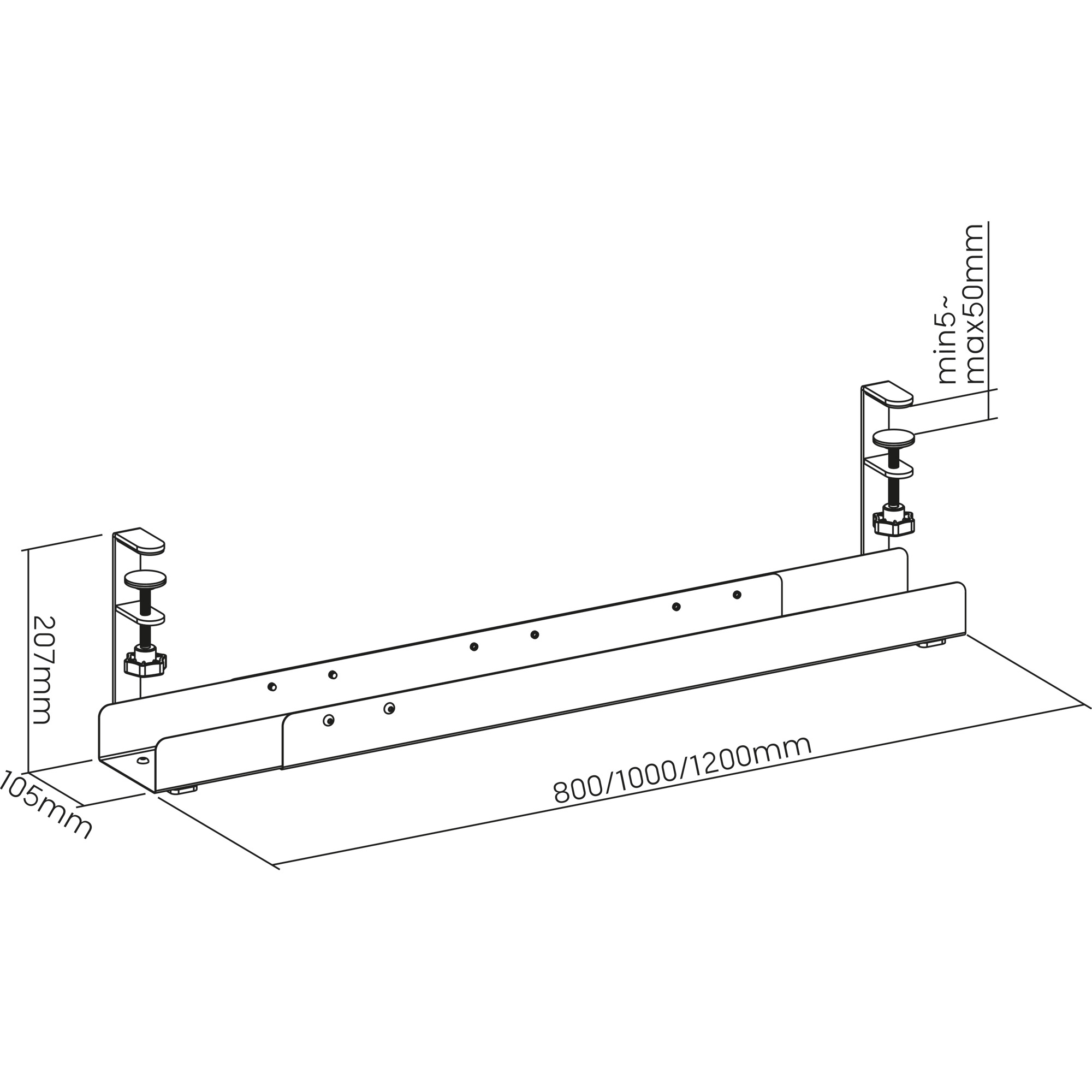 Inline® Universal Kabelführungsschiene, 3-Stufen 80/100/120cm