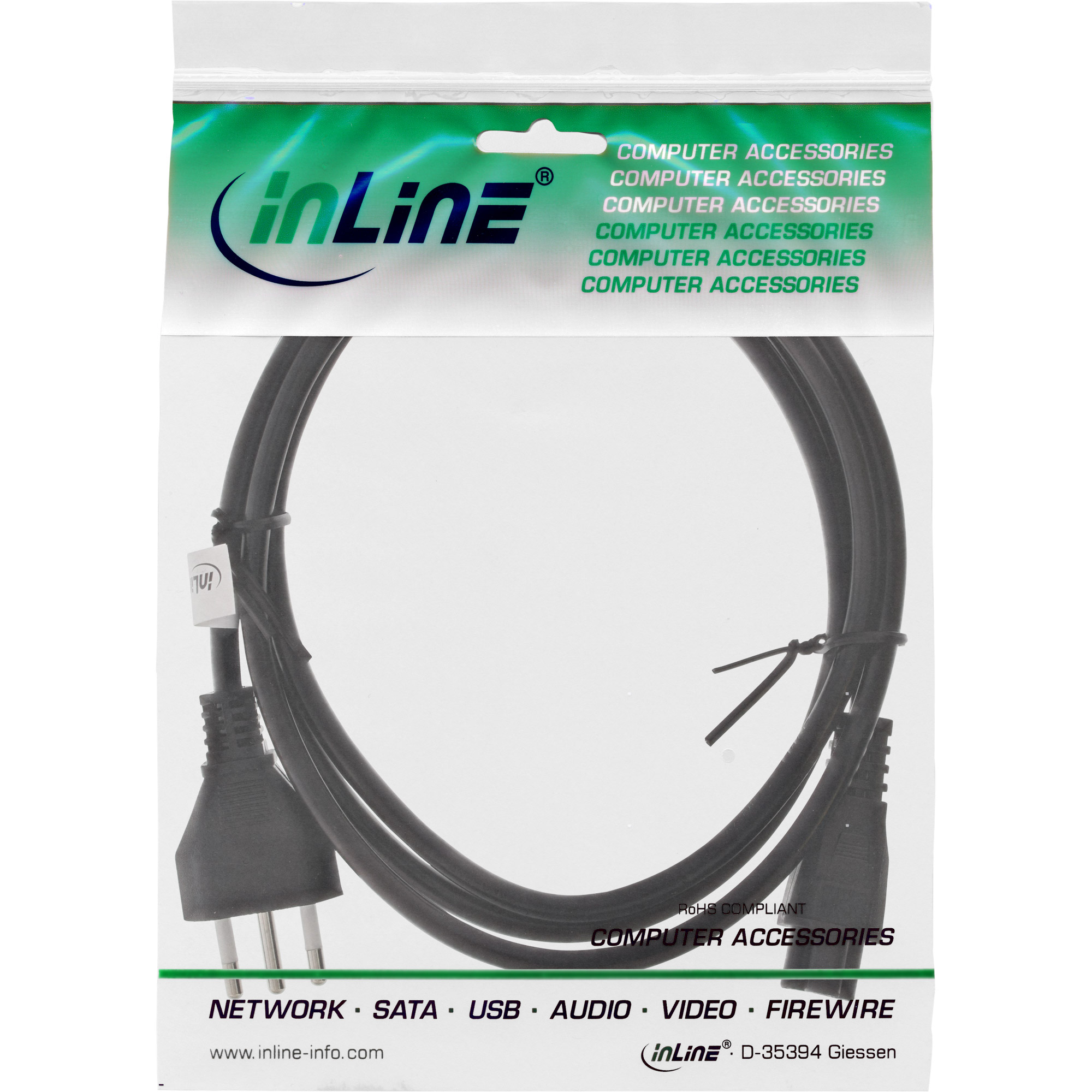 Inline® Netzkabel für Notebook, Italien, 3pol Kupplung, 2,0m Inline® Netzkabel für Notebook, Italien, 3pol Kupplung, 2,0m