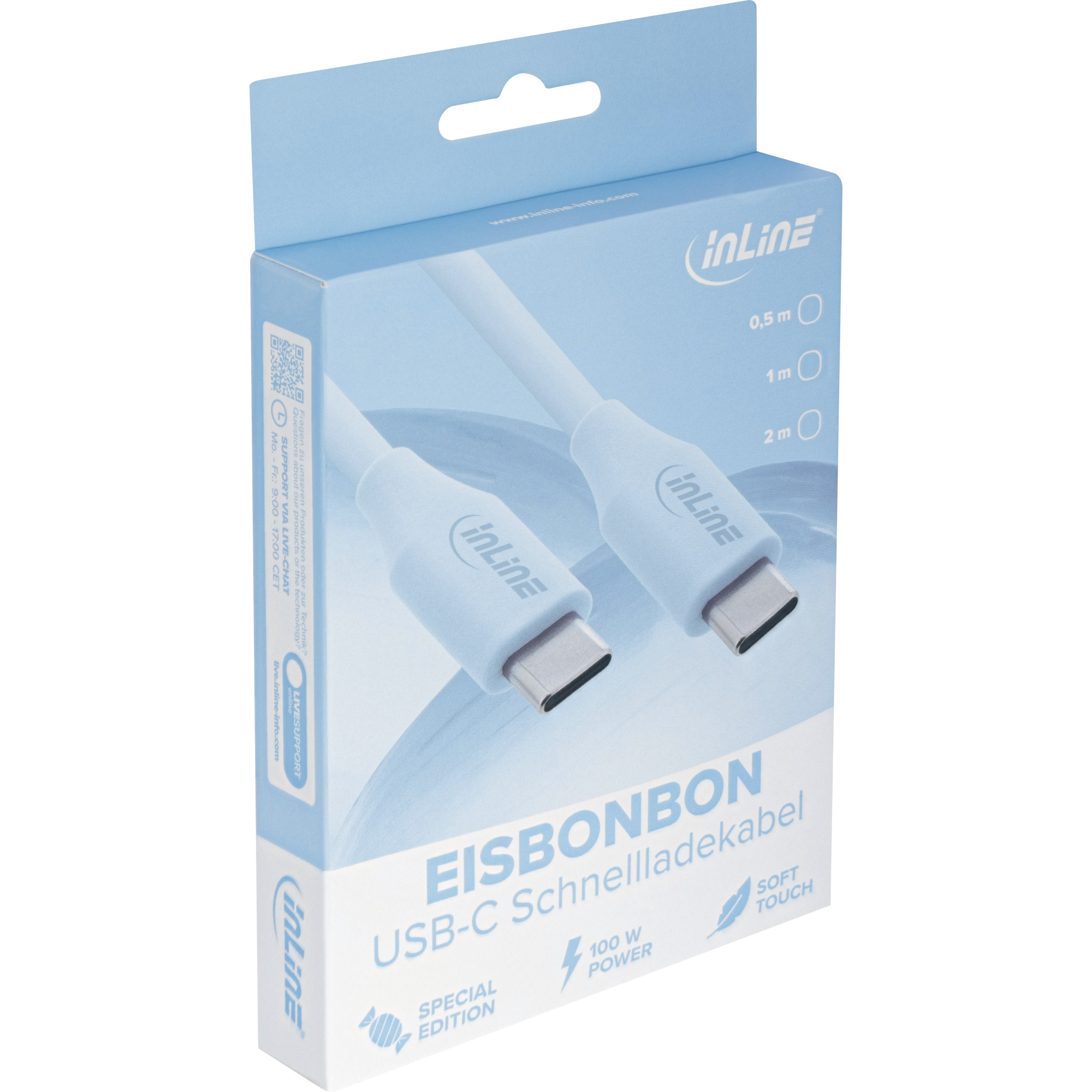 InLine® "Colour your Charge" USB-C Schnellladekabel 100W Blau 2m