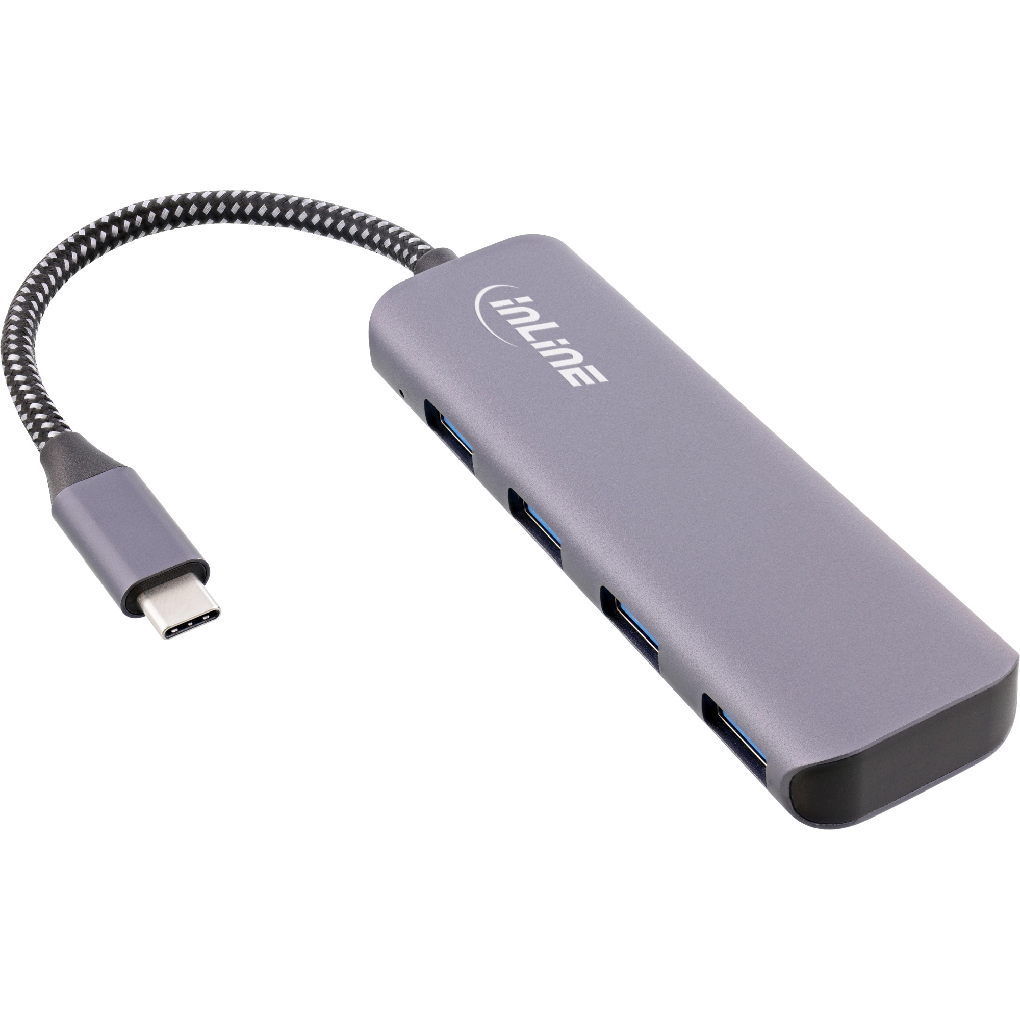 Inline® USB 3.2 Hub, USB-C zu 4x USB A 10Gb/s, Metallgehäuse, grau Inline® USB 3.2 Hub, USB-C zu 4x USB A 10Gb/s, Metallgehäuse, grau