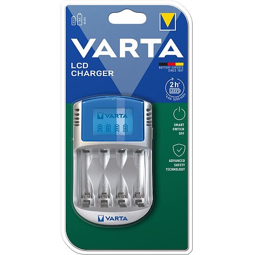NiMH Akku LCD Ladegerät 1,4A Varta 57070 für AA Mignon AAA Micro