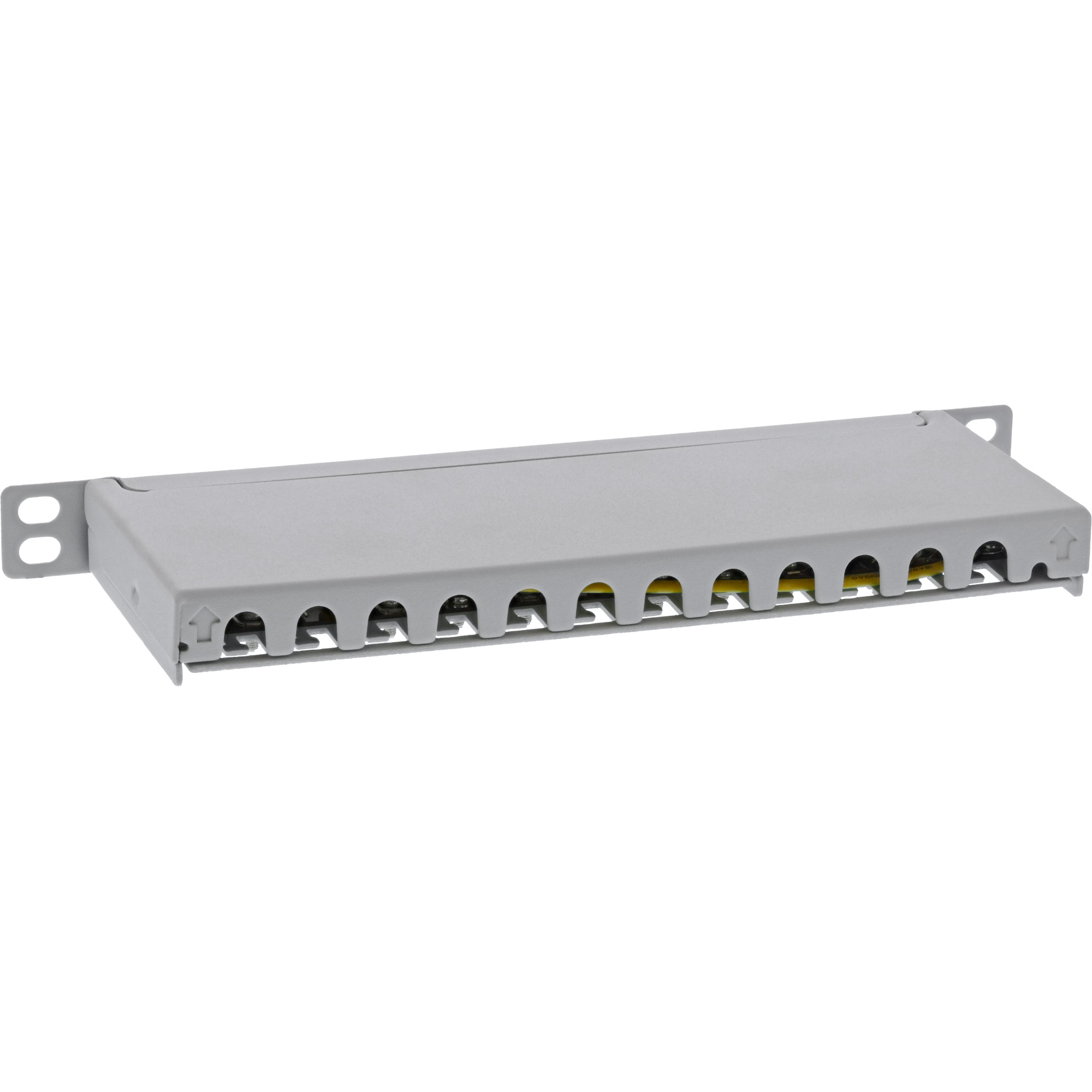 Inline® 10" Patchfeld Cat.6A 0,5HE 12-fach, lichtgrau, RAL7035, mit Staubschutz