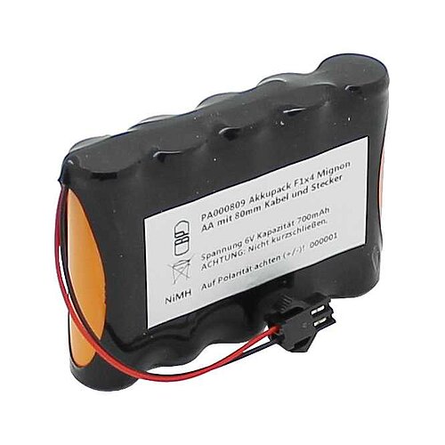 Akkupack NiMH 6V 700mAh F1x5 Mignon AA Kabel und Stecker