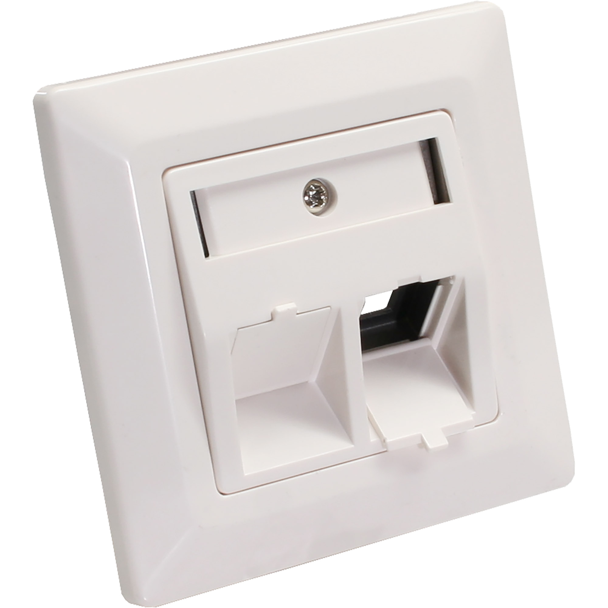 Inline® Rahmenset für 2x RJ45 Bu/LSA Einsatz, Keystone SNAP-In, weiß RAL9010