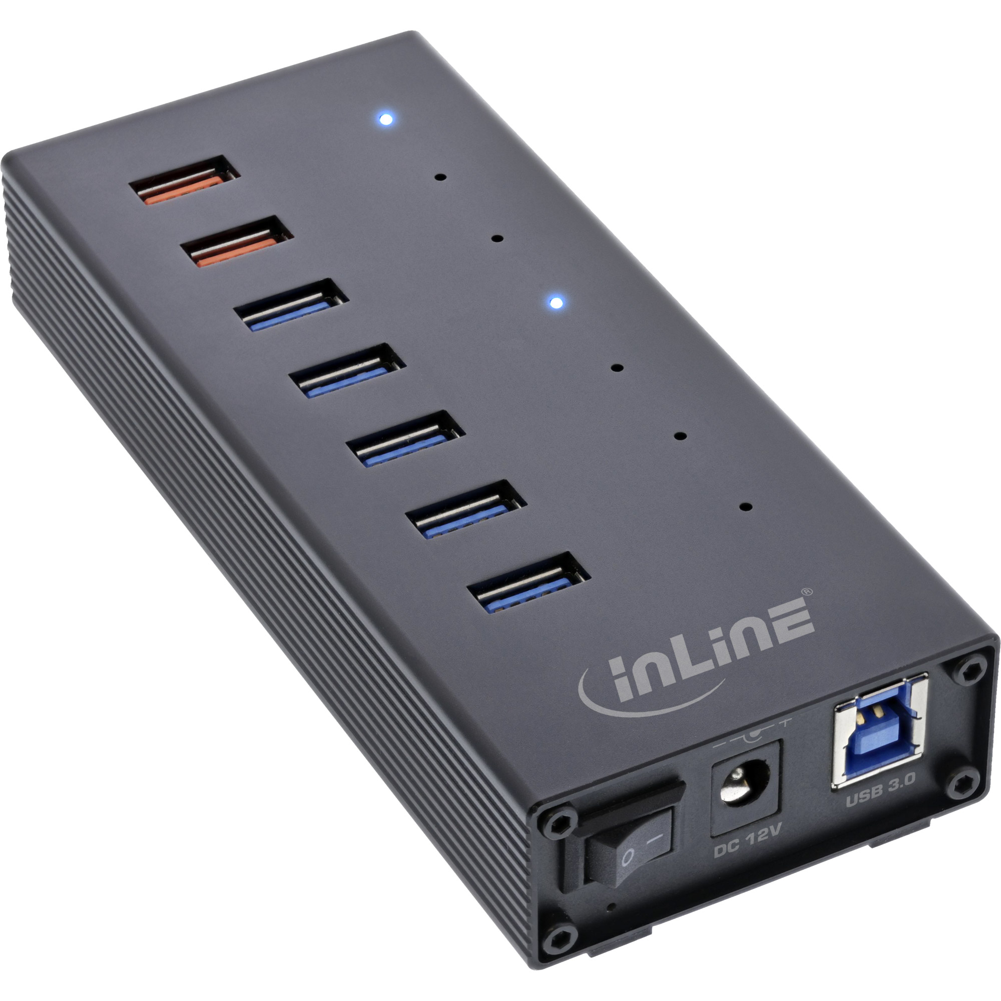 Inline® USB 3.0 Hub, 7 Port, Aluminiumgehäuse, schwarz, mit 2,5A Netzteil Inline® USB 3.0 Hub, 7 Port, Aluminiumgehäuse, schwarz, mit 2,5A Netzteil