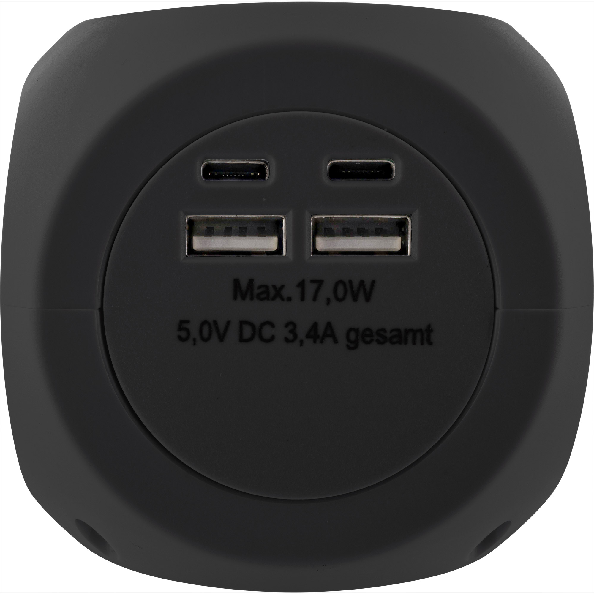 InLine® Charging Cube, 3x Schutzkontakt, 2x USB-C, 2x USB-A, schwarz, 2m InLine® Charging Cube, 3x Schutzkontakt, 2x USB-C, 2x USB-A, schwarz, 2m