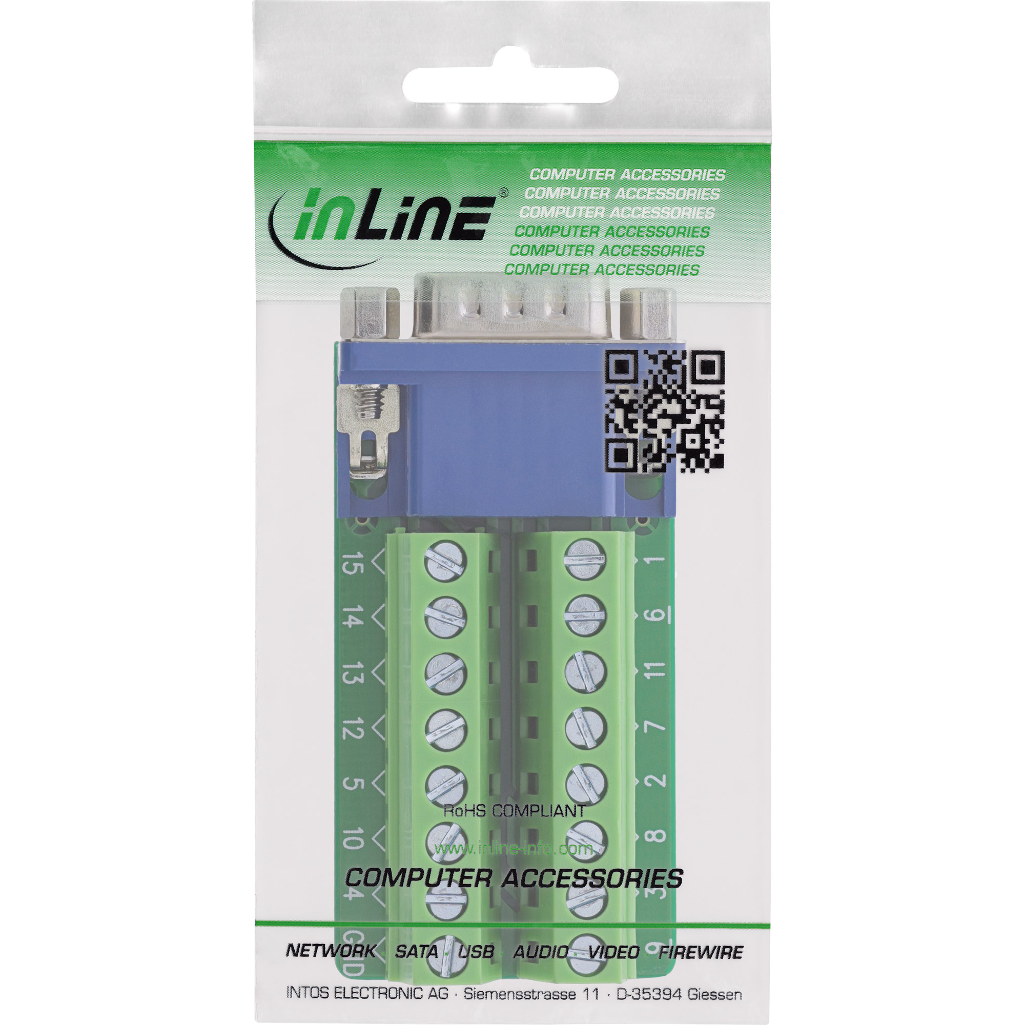 InLine® Terminalblock, VGA (HD15), Stecker, 2-reihig, Schraubklemme InLine® Terminalblock, VGA (HD15), Stecker, 2-reihig, Schraubklemme