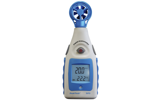 Flügelrad-Anemometer PeakTech ''P5170'', 0-55 Knoten, mit Thermometer, LCD-Anzeige