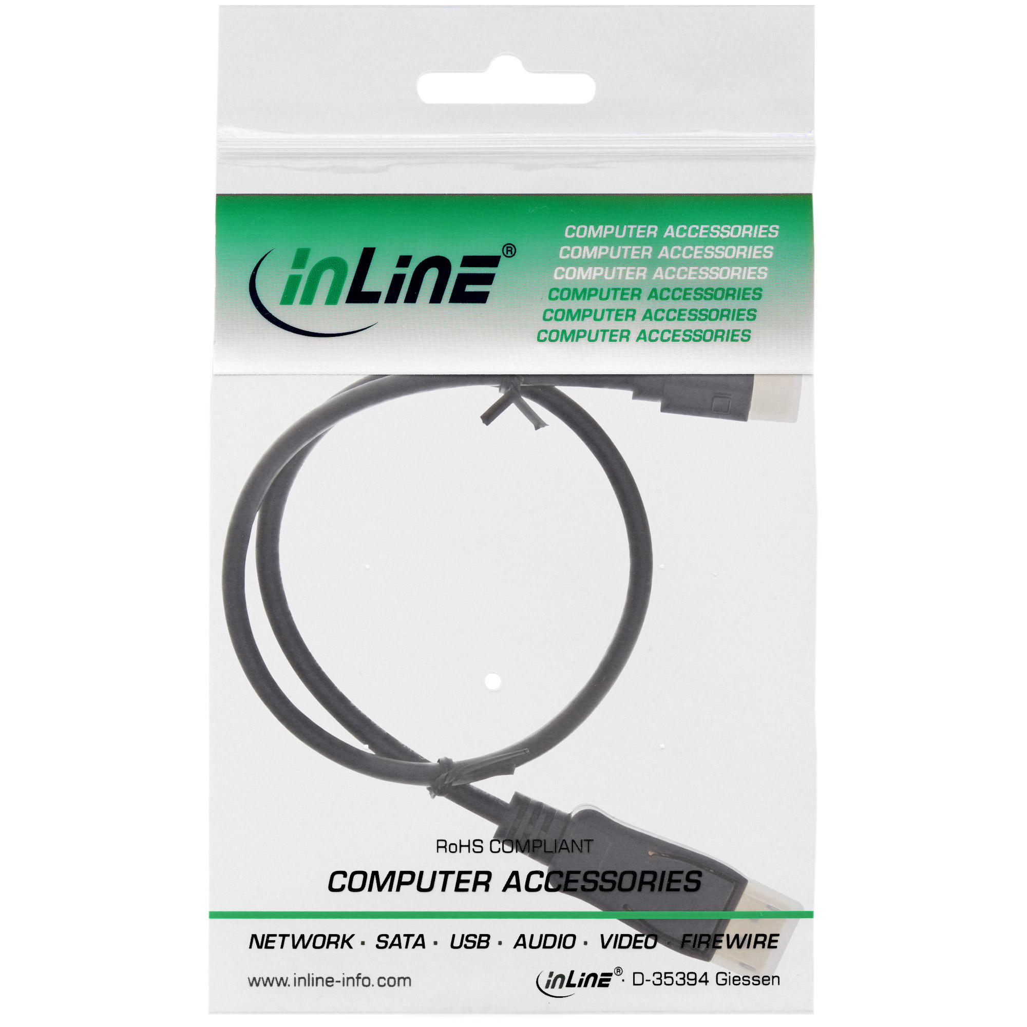 Inline® Mini DisplayPort zu DisplayPort Kabel, schwarz, 3m