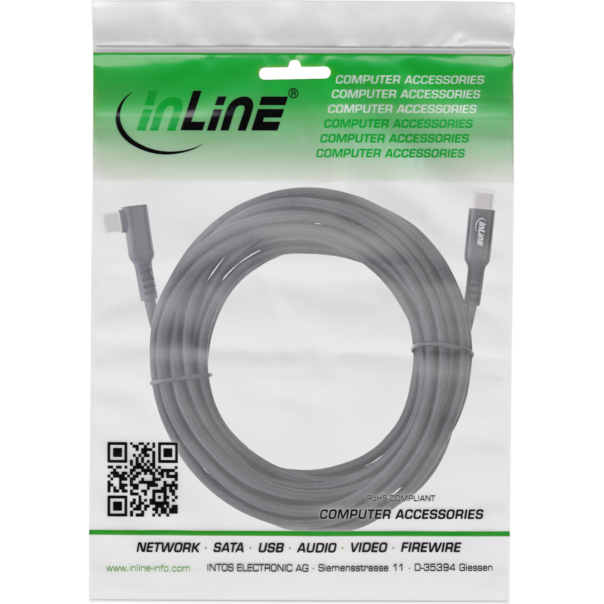 InLine® USB 3.2 Gen.1 Kabel, USB-C Stecker/Stecker gewinkelt für VR, schwarz, 5m InLine® USB 3.2 Gen.1 Kabel, USB-C Stecker/Stecker gewinkelt für VR, schwarz, 5m