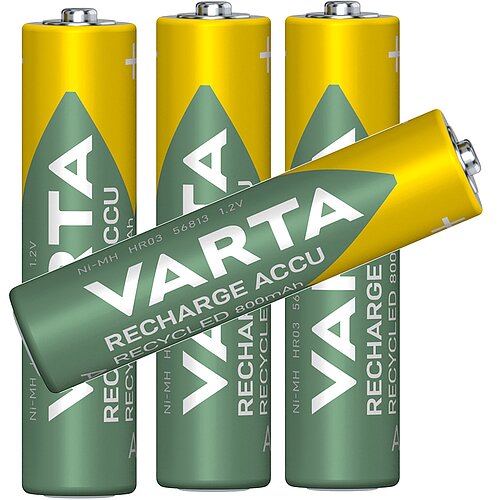 4x Varta NiMH AAA Micro 800mAh HR03 Reycled Recharge Akku